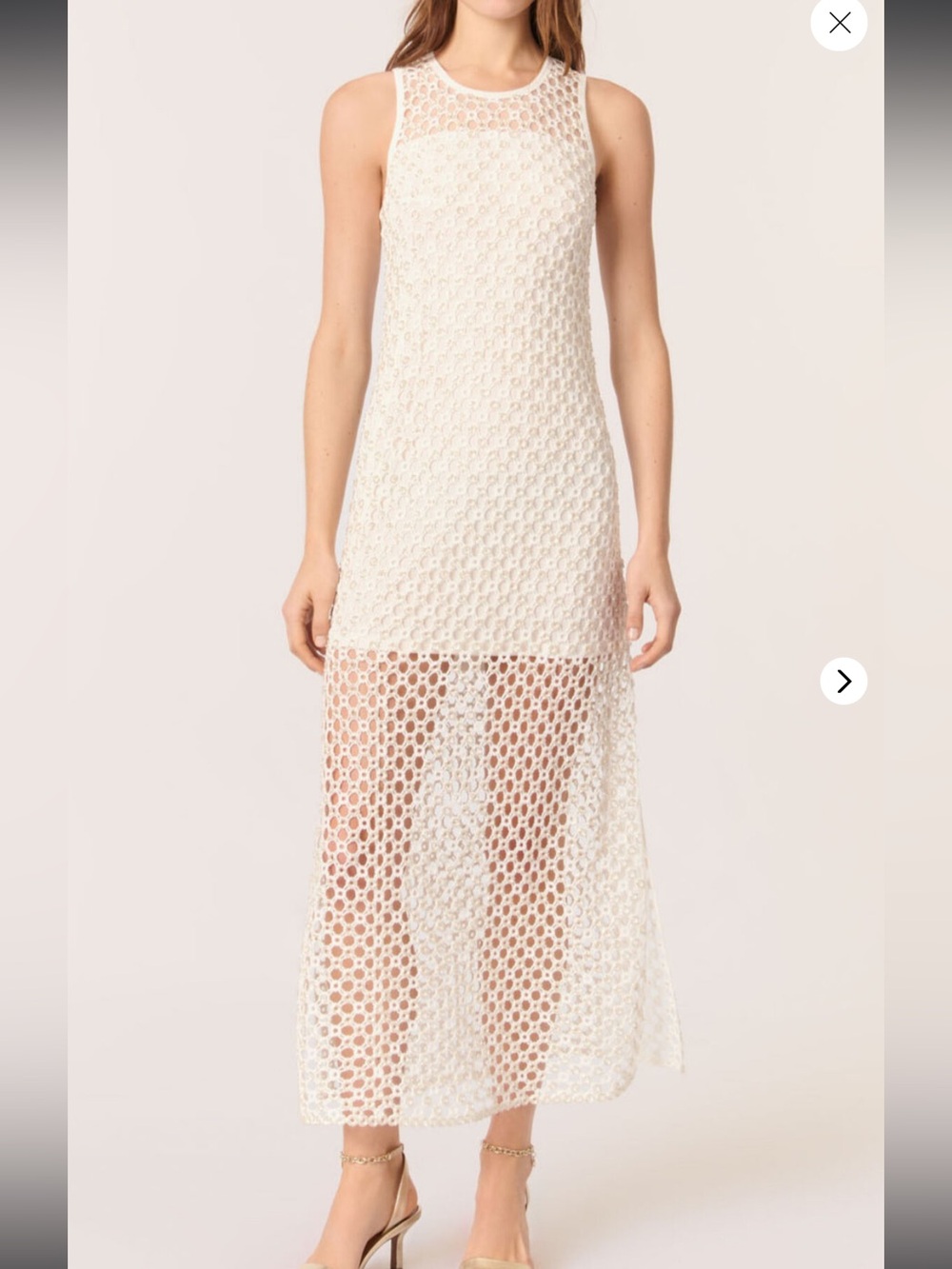 Maje beaded White Crochet Maxi Dress NWT